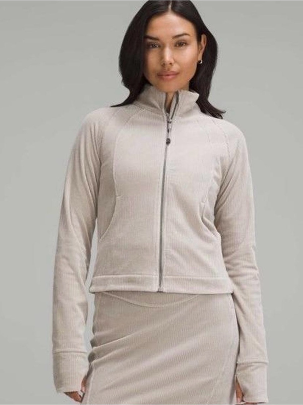 Grey lululemon scuba track jacket ribbed zip up jacket sweater size small size 4